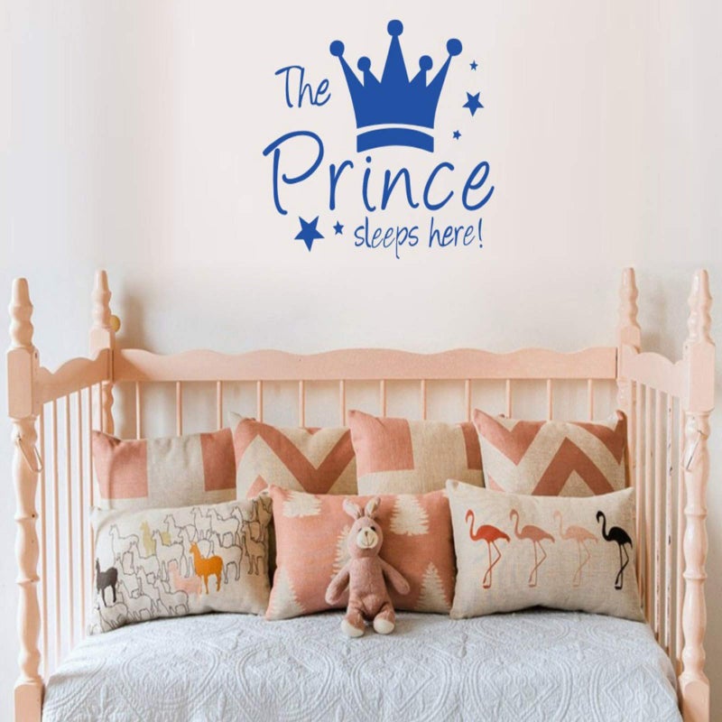 Maydahui 2 PCS Wall Sticker The Prince/Princess Sleep Here 12.6 Inch Little Crown Star Art Quotes Wall Decal Decor for Living Room Bedroom - Image 5